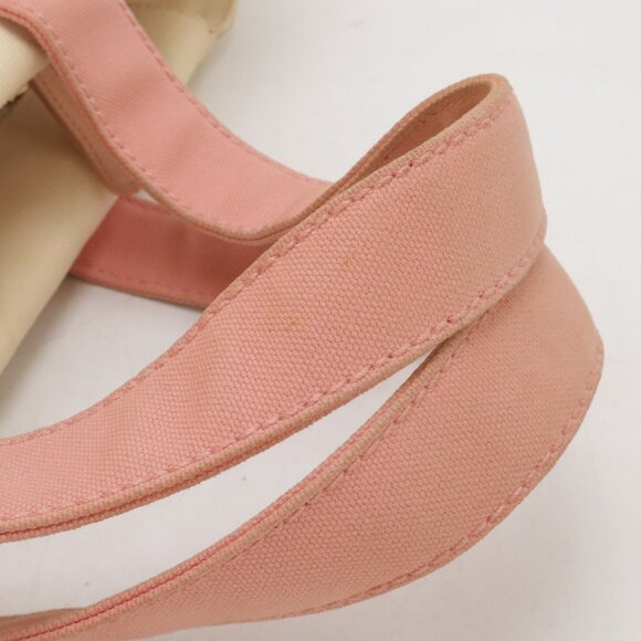 Authentic CHANEL CC Marshmallow Canvas Hand Bag Top Handle Tote Pink White - Picture 5 of 8